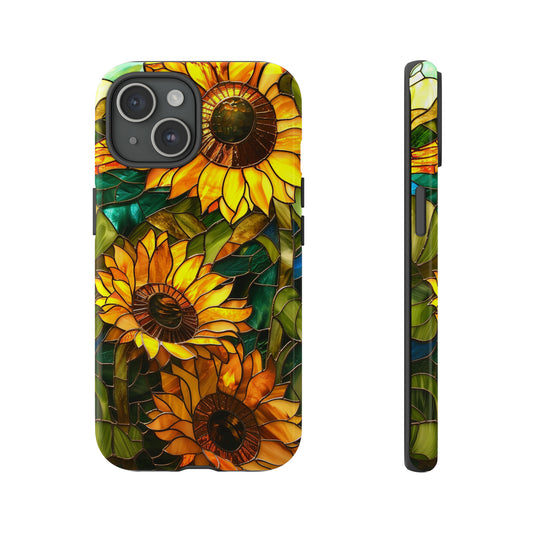 Stained Glass Sunflowers Phone Case for iPhone 15