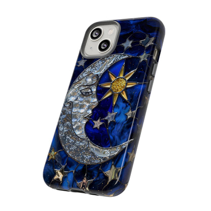 Cosmic Moon & Stars Stained Glass Starry Night Phone Case