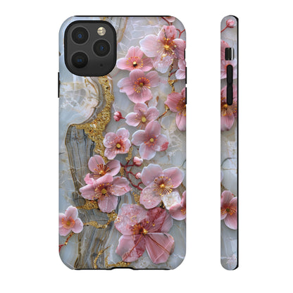 Pink Forget Me Nots Gold Floral Phone Case