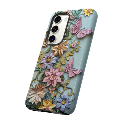 Pastel Pink Butterflies and Flowers iPhone Case