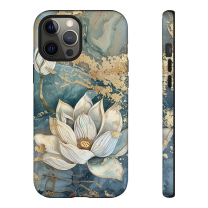 Zen Stained Glass Marble Lotus Floral Design Phone Case