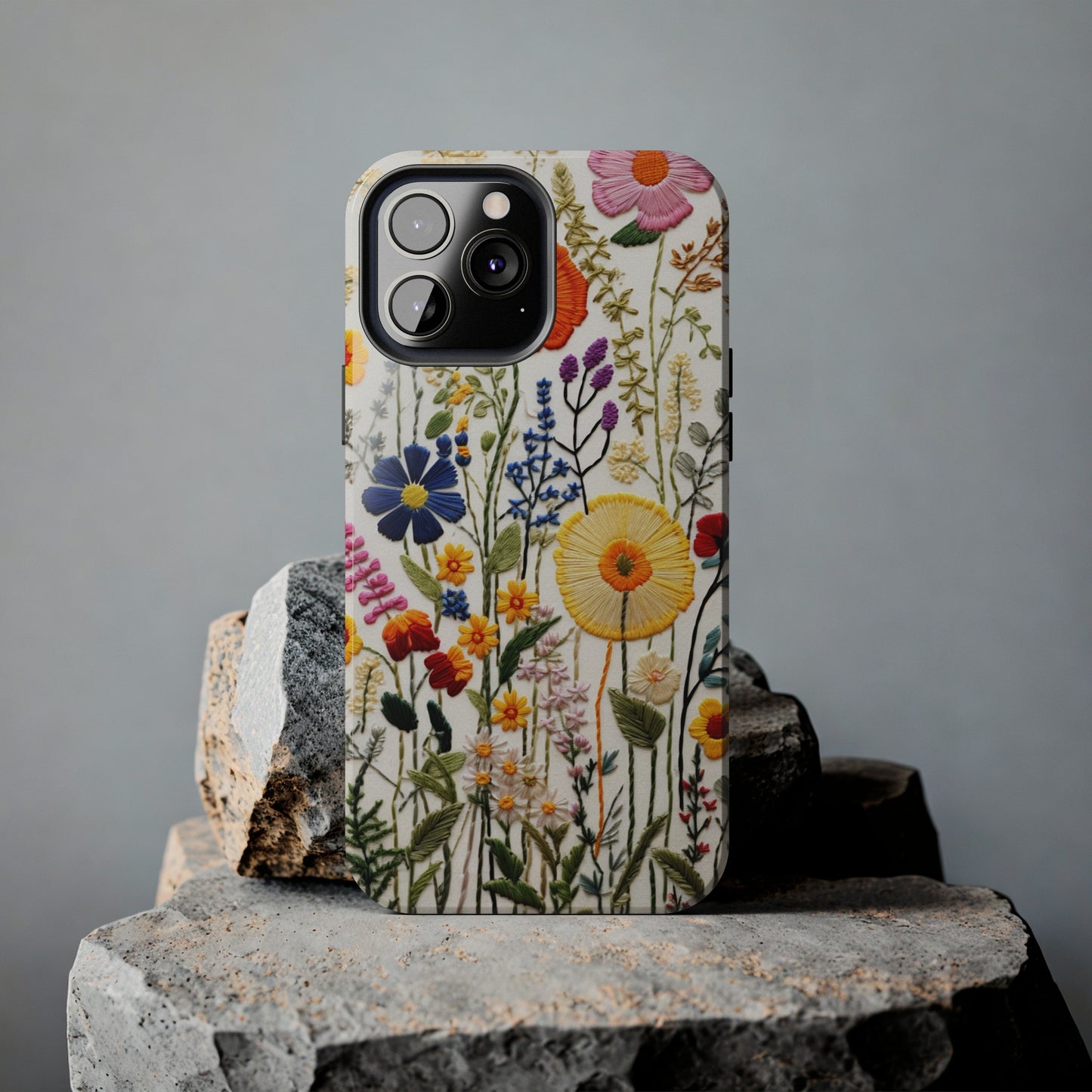 Wildflowers Floral Embroidery iPhone Case