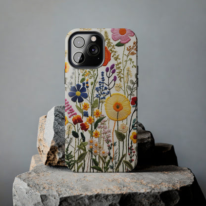 Wildflowers Floral Embroidery iPhone Case