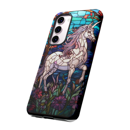 Unicorn Stained Glass iPhone, iPhone Case Retro Samsung Galaxy Phone Tough Case iPhone 15 14 Plus 13 12 7 8 Se Hippie Boho Style