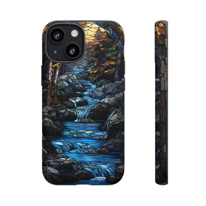 Stained Glass Stone Bridge and River Art Phone Case