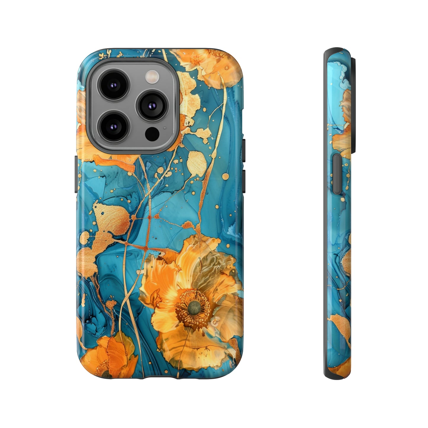 Gold Poppies Color Splash Floral Design Phone Case