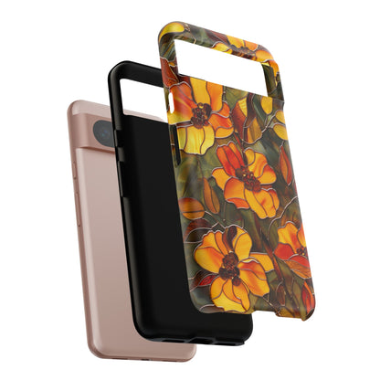 Orange Floral Phone Case Stained Glass Style