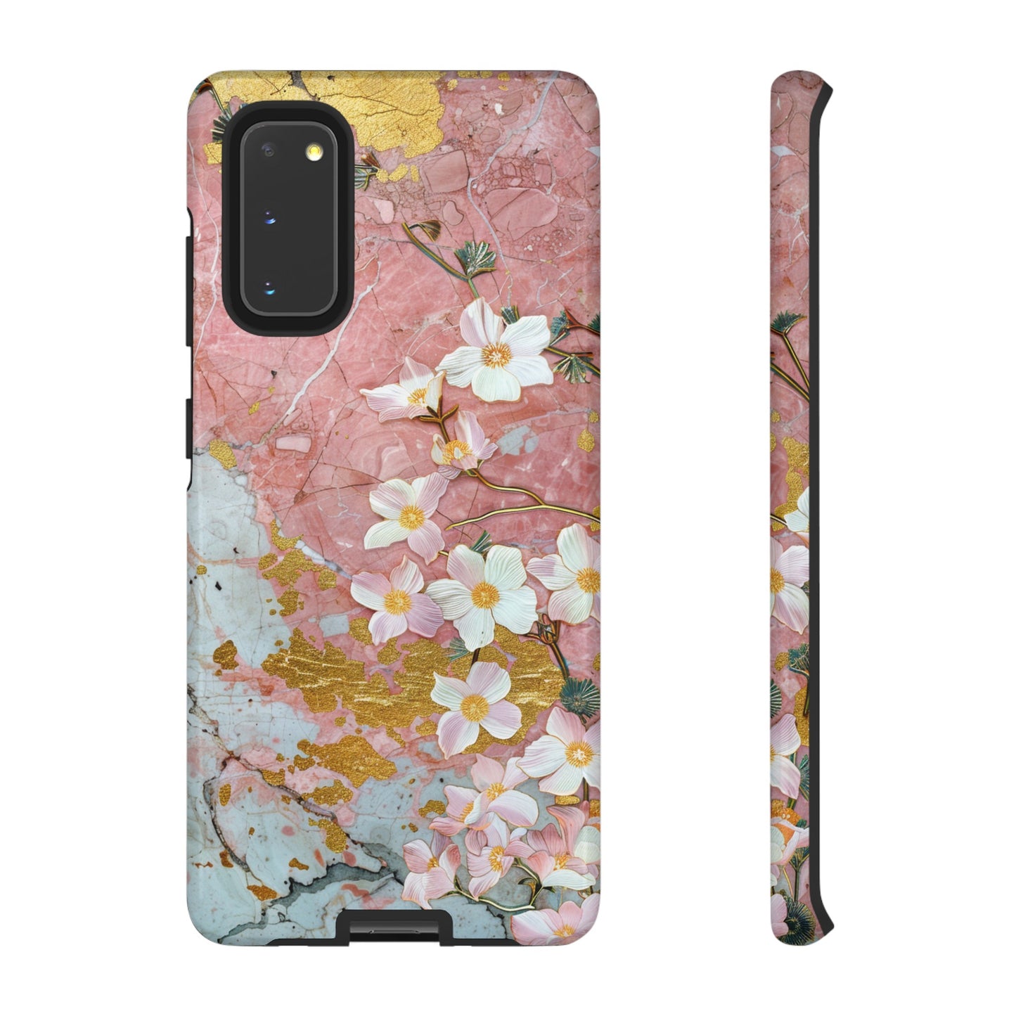 Pink Forget Me Nots Gold Floral Phone Case