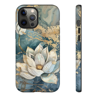 Zen Stained Glass Marble Lotus Floral Design Phone Case