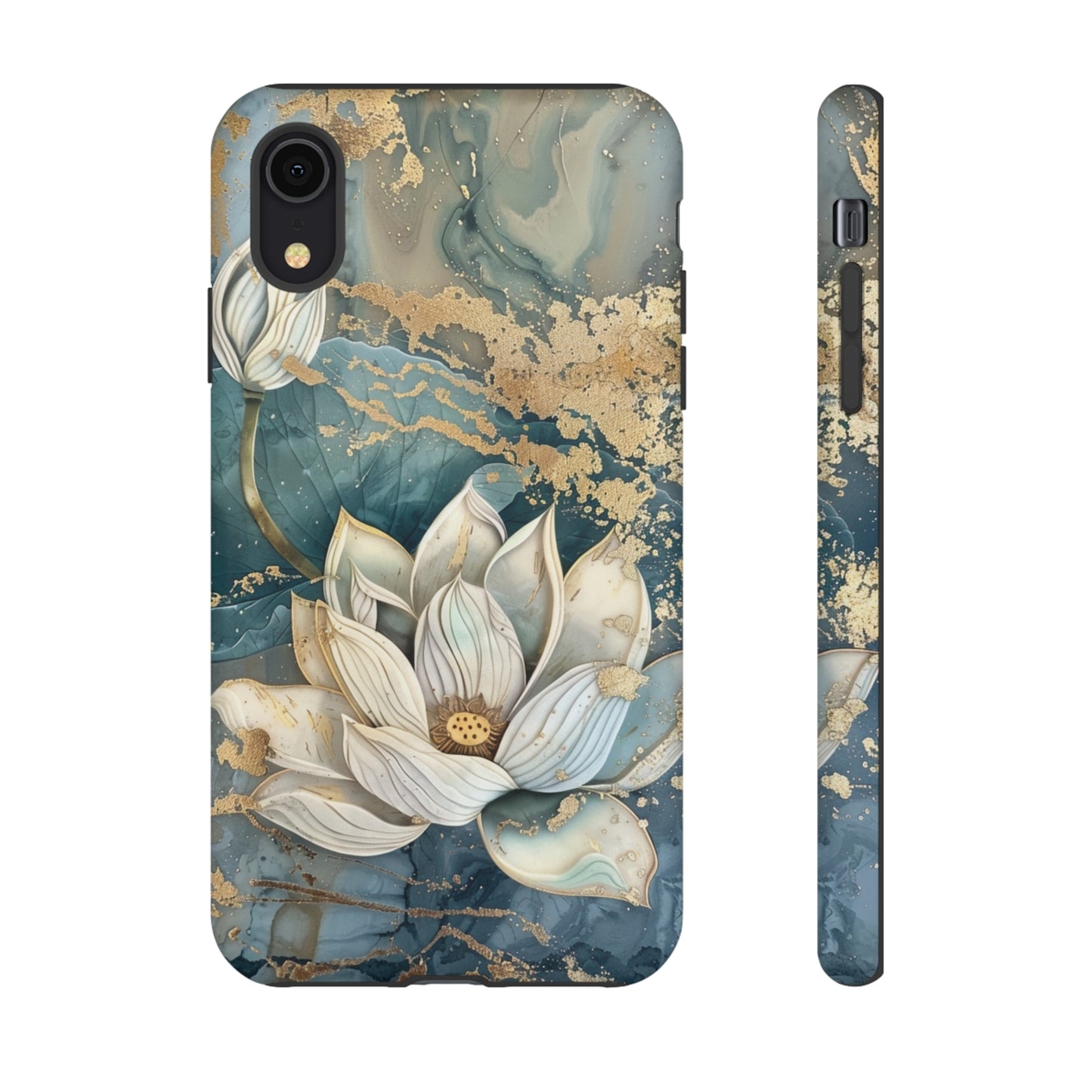 Zen Stained Glass Marble Lotus Floral Design Phone Case