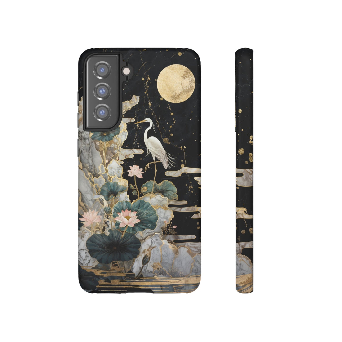 Heron and Moon Floral Zen Art Phone Case