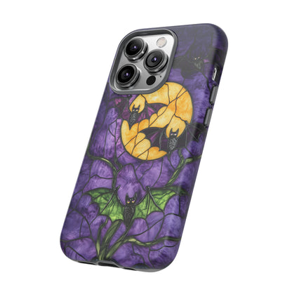 Full Moon Stained Glass Style Halloween Bats Phone Case