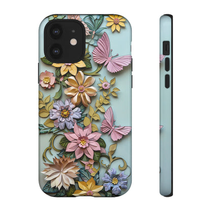 Pastel Pink Butterflies and Flowers iPhone Case