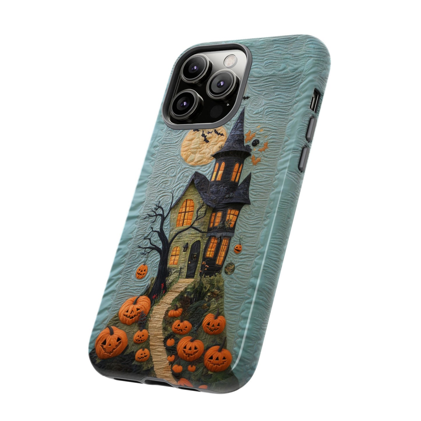 Halloween Haunted House Vintage Embroidery Style Phone Cover