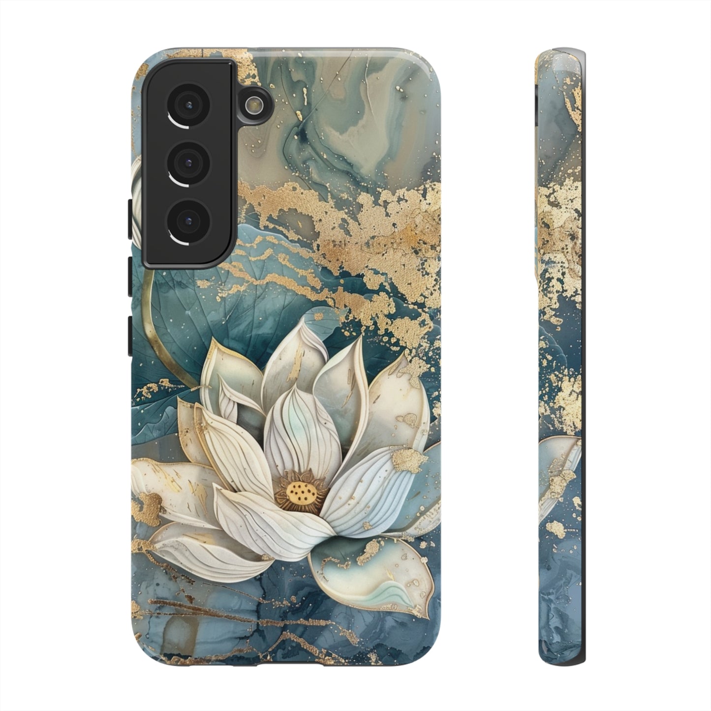 Zen Stained Glass Marble Lotus Floral Design Phone Case