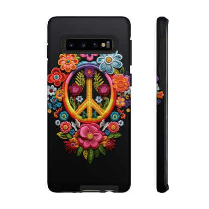 Peace Sign Embroidery Floral Hippie Style Phone Case