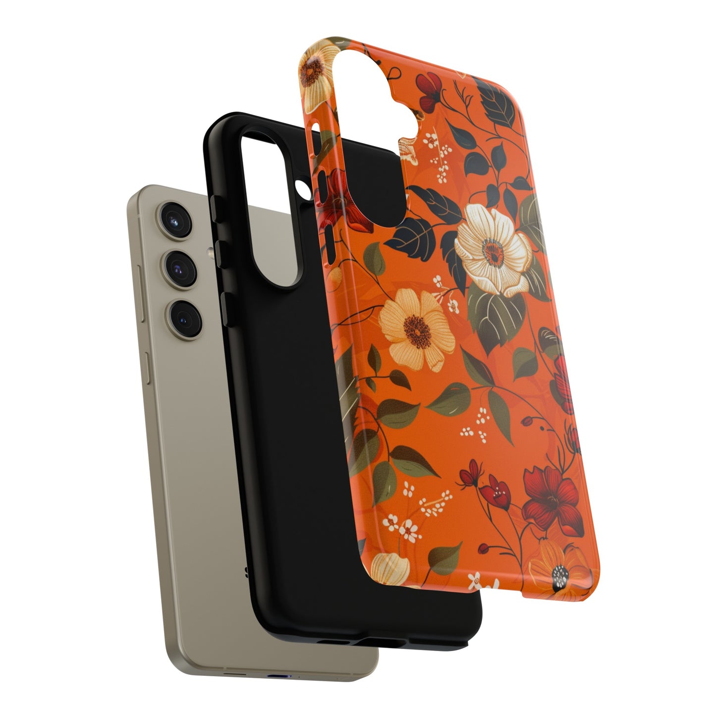 Orange Floral Phone Tough Case