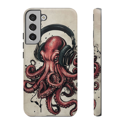 Retro Style Japanese Octopus Listening to Headphones Phone Cover