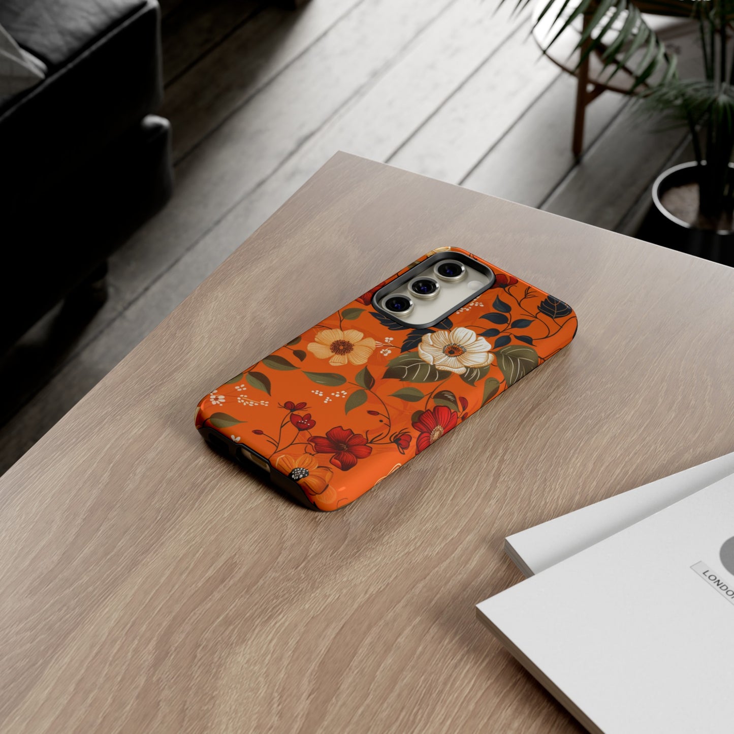 Orange Floral Phone Tough Case