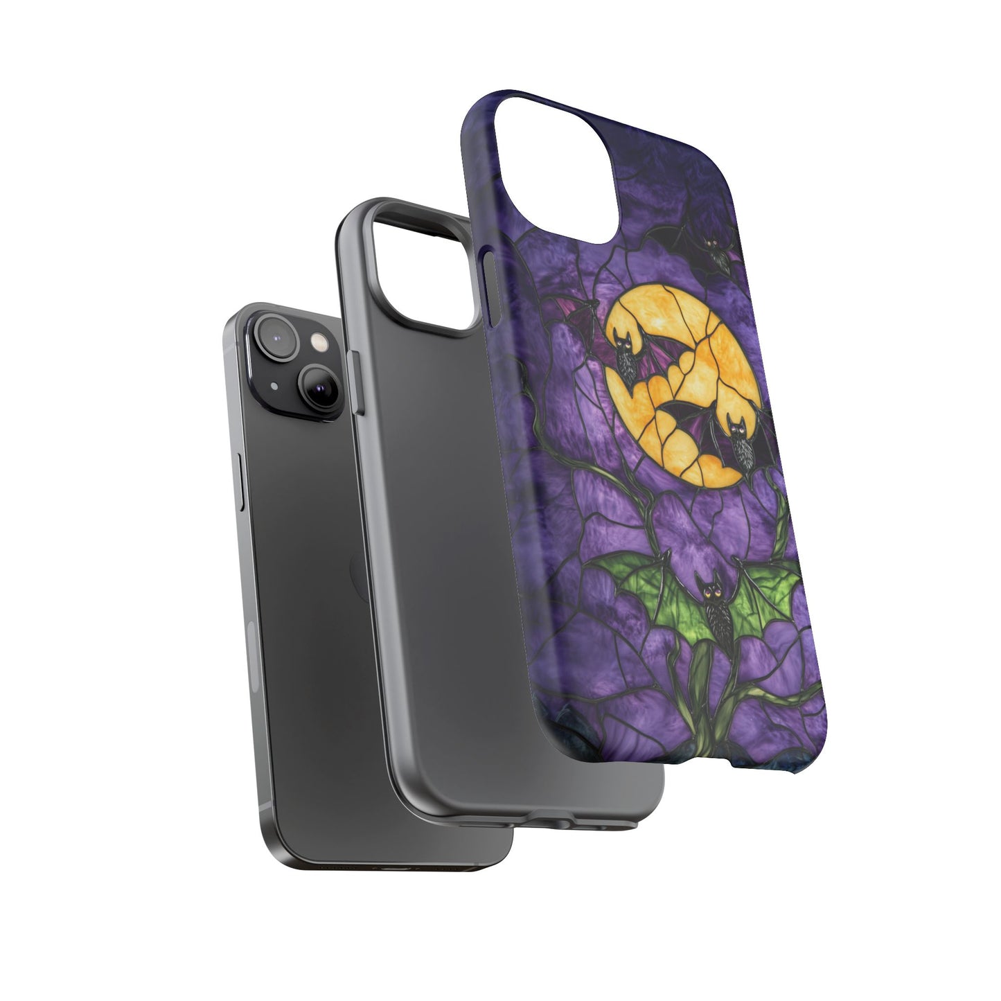 Full Moon Stained Glass Style Halloween Bats Phone Case