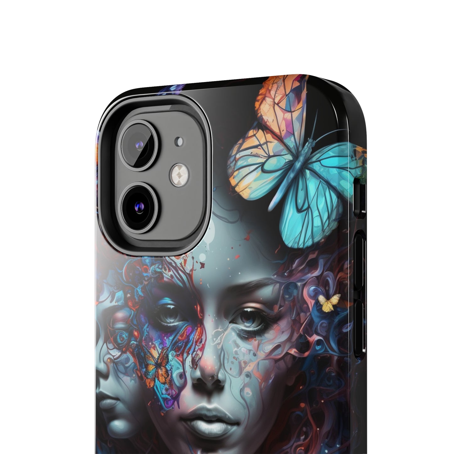 Synthwave Butterfly Girl Trippy Fantasy Art iPhone Case | Embrace the Futuristic Vibe with Whimsical Artistry