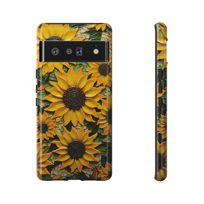 Sunflower Floral Color Explosion Mosaic Glass