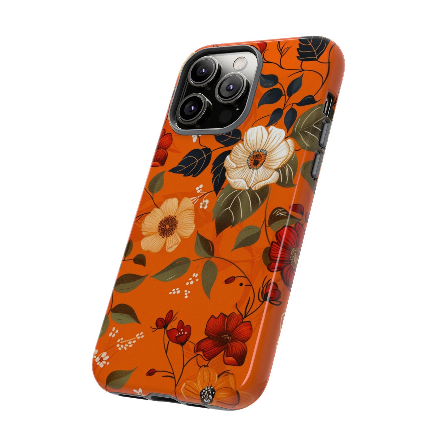 Orange Floral Phone Tough Case