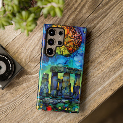 Stonehenge Neolithic Full Moon Stained Glass Watercolor Phone Cover