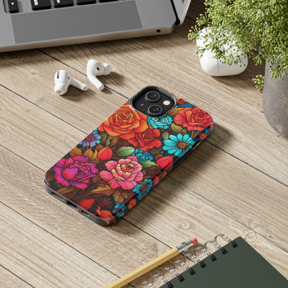 Stained Glass Tough iPhone Case | Trippy Psychedelic Flowers Floral Aesthetic Retro iPhone 14 Plus 13 12 7 8 Se Trendy Hippie Boho