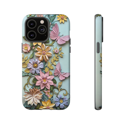 Pastel Pink Butterflies and Flowers iPhone Case