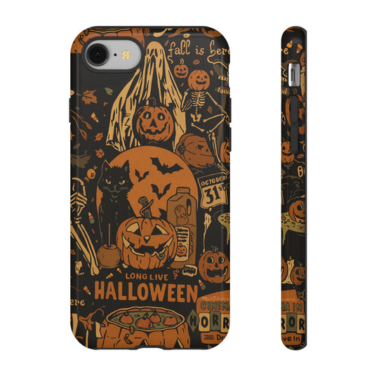 Halloween phone case with ghost and pumpkin design