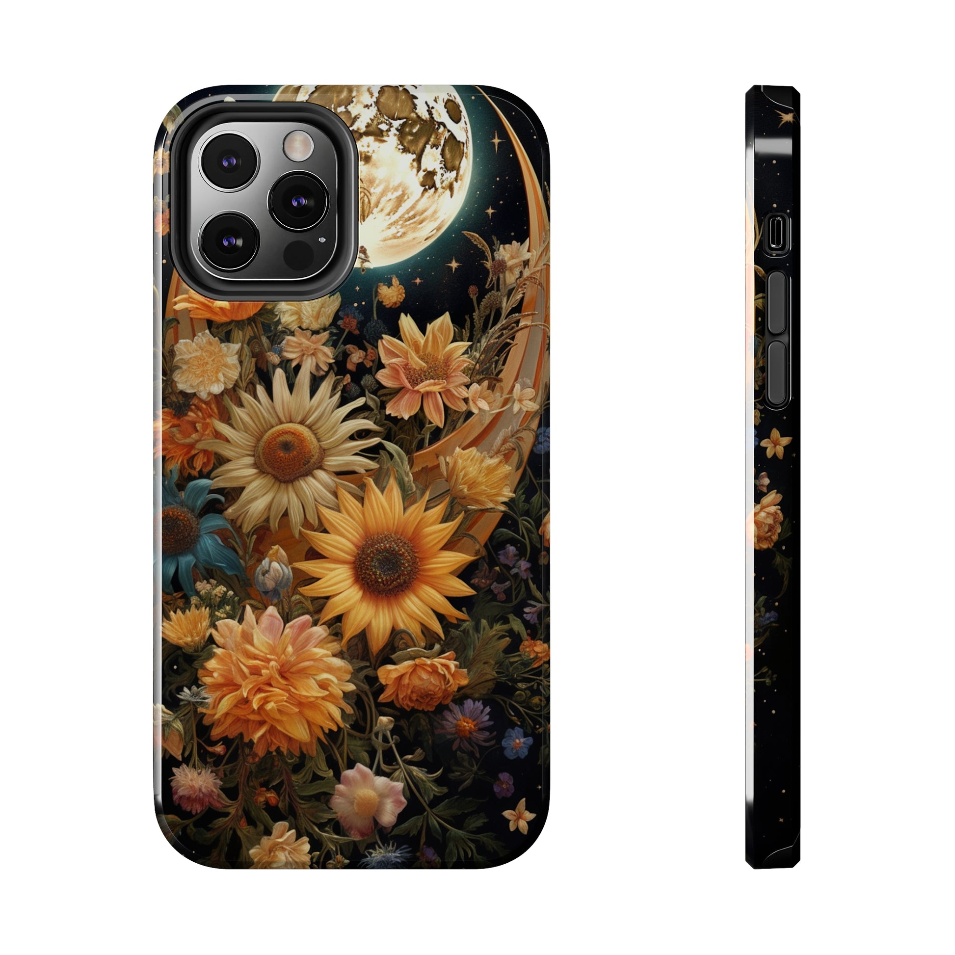 Protective iPhone 11 and 14 case blending nature and cosmos