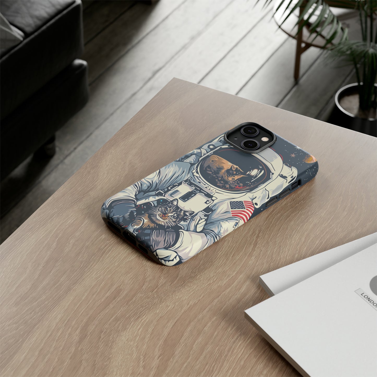 The Astronaut and the Cosmic Cat Phone Case