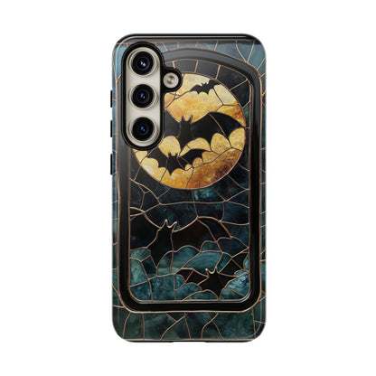 Halloween Phone Case Bats Stained Glass Style Spooky Moon Phone Cover