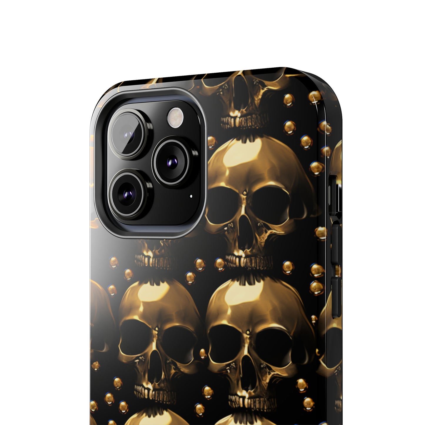 iPhone Case Golden Enigma: Where Goth Meets Glamour | Gold Skulls iPhone Tough Case