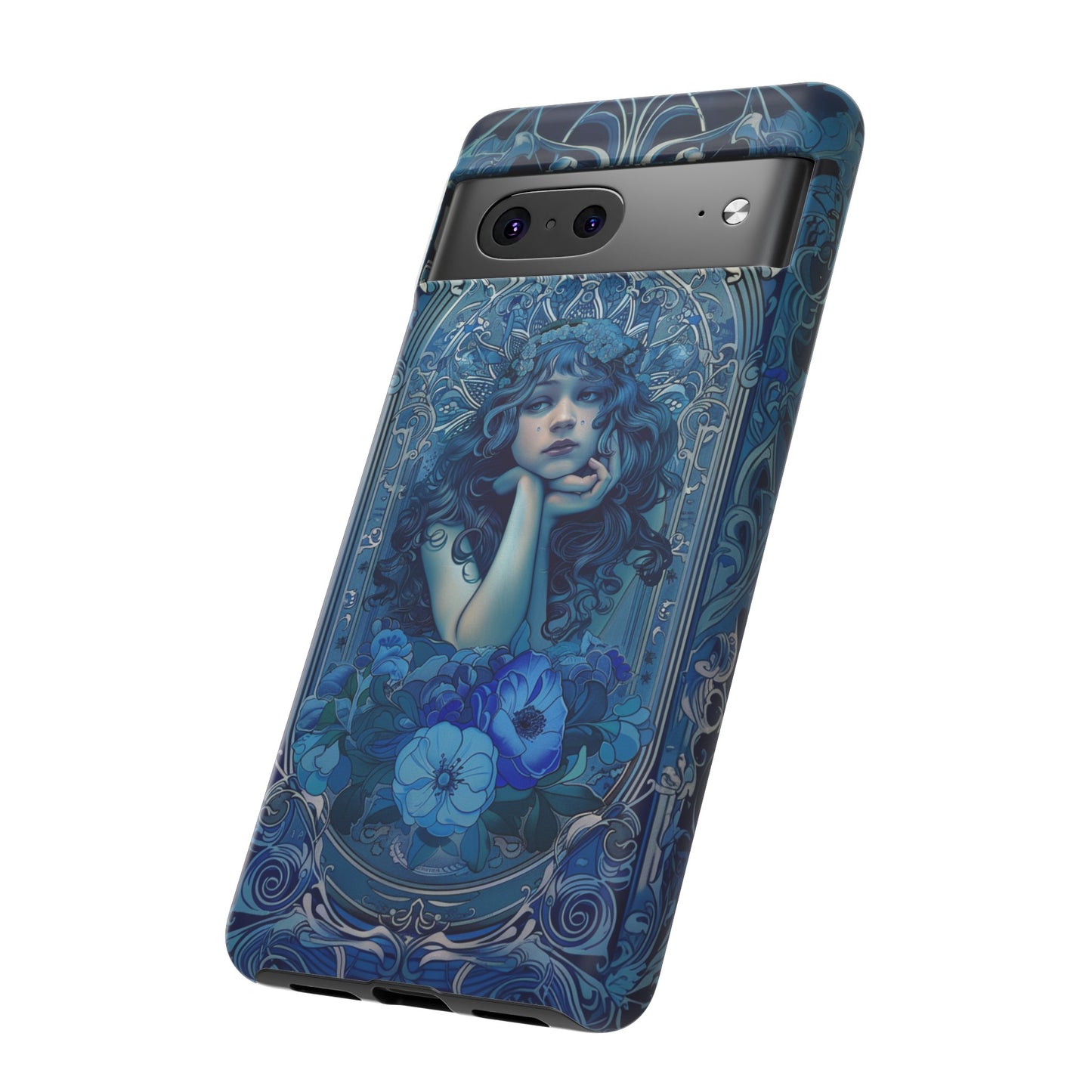 Blue Floral Art Nouveau Style Phone Case