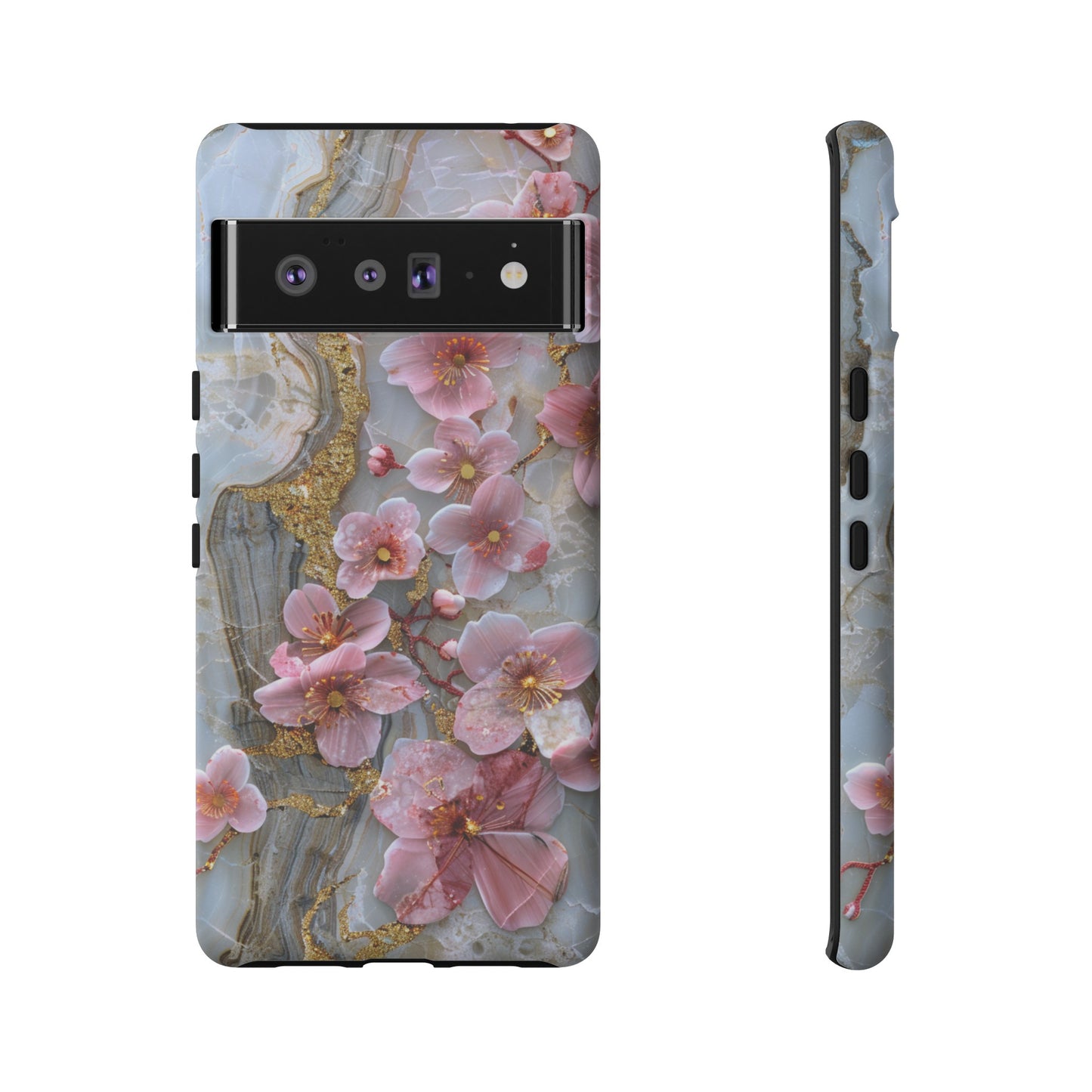 Pink Forget Me Nots Gold Floral Phone Case