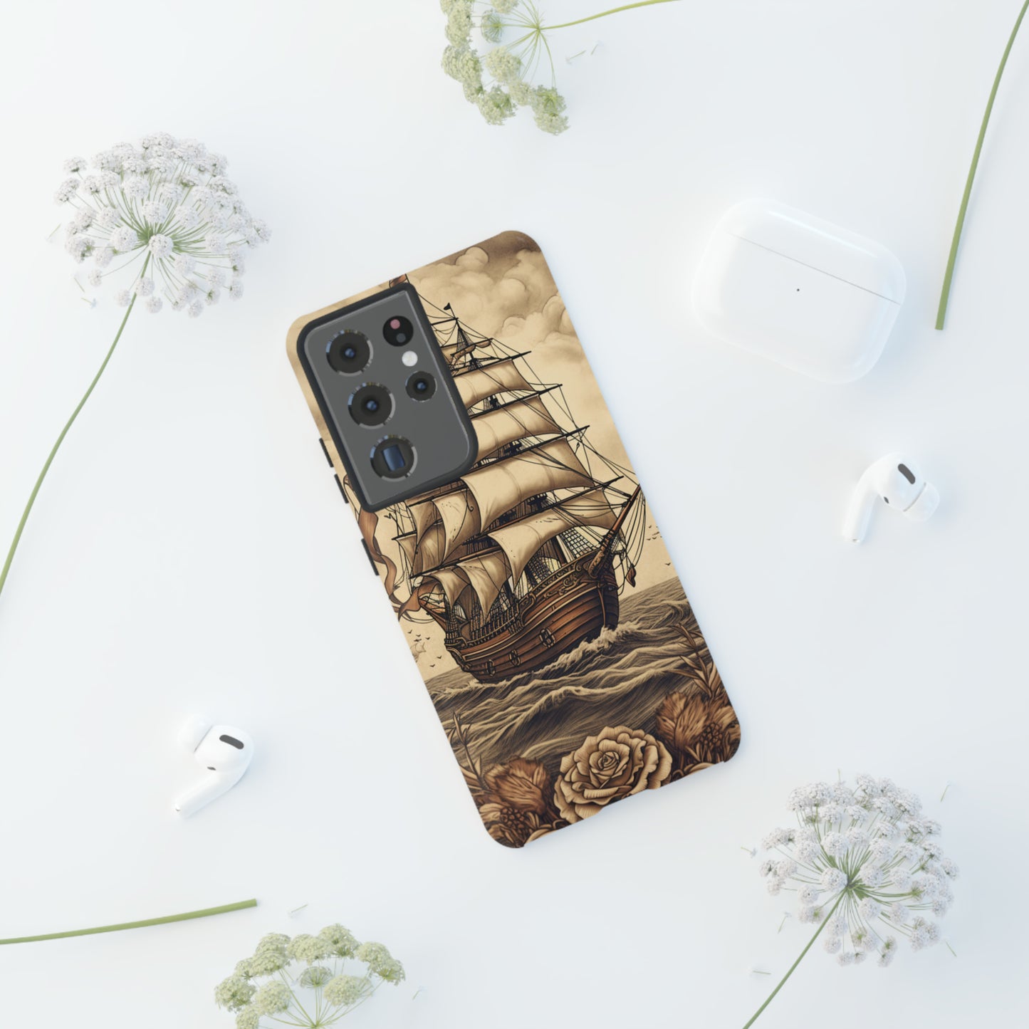 Vintage Tattoo Style Pirate Ship Phone Case