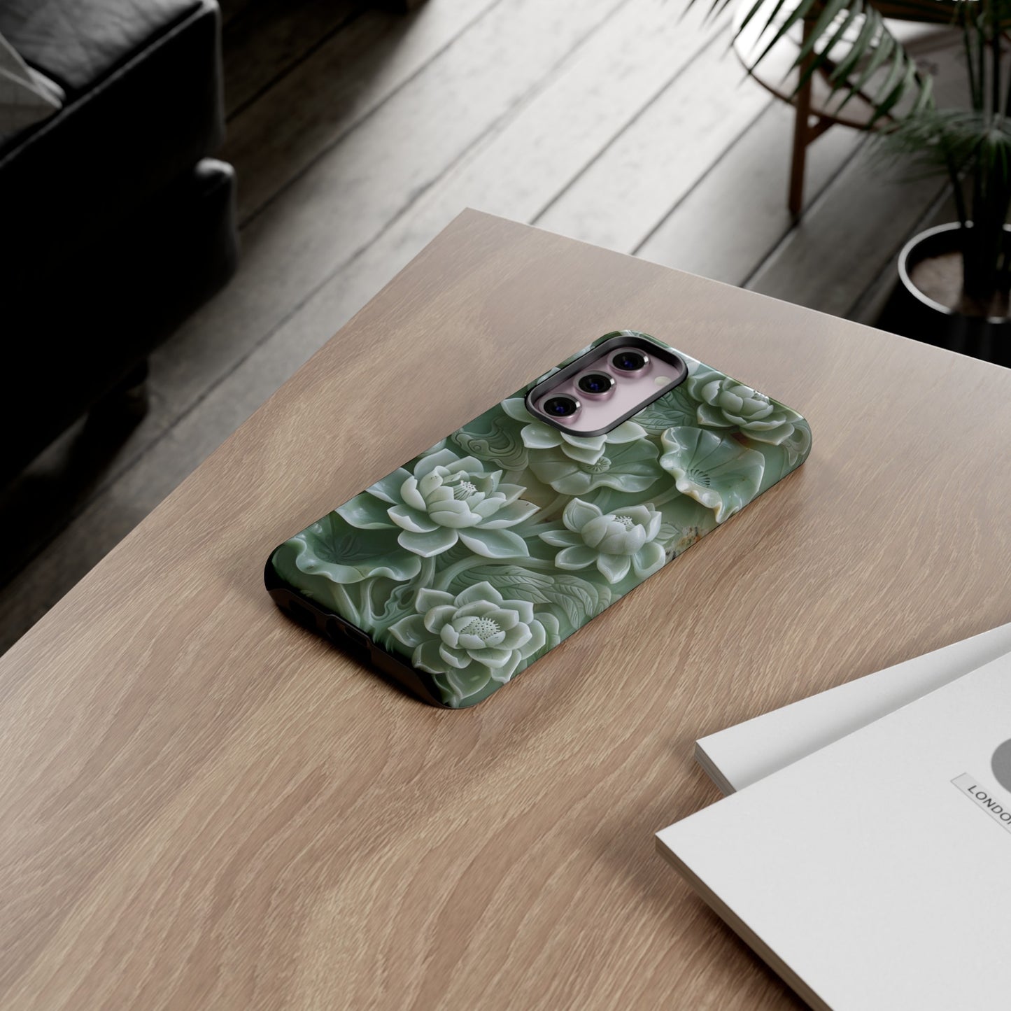 Green Jade Lotus Floral Art Phone Case