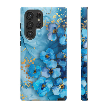 Forget Me Nots Gold Color Splash Floral Design Phone Case