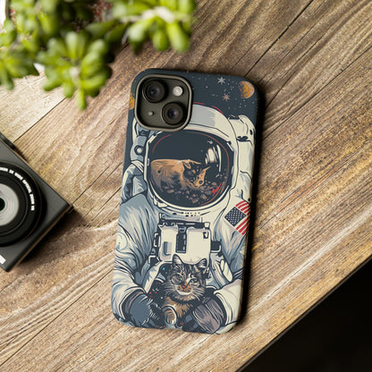 The Astronaut and the Cosmic Cat Phone Case