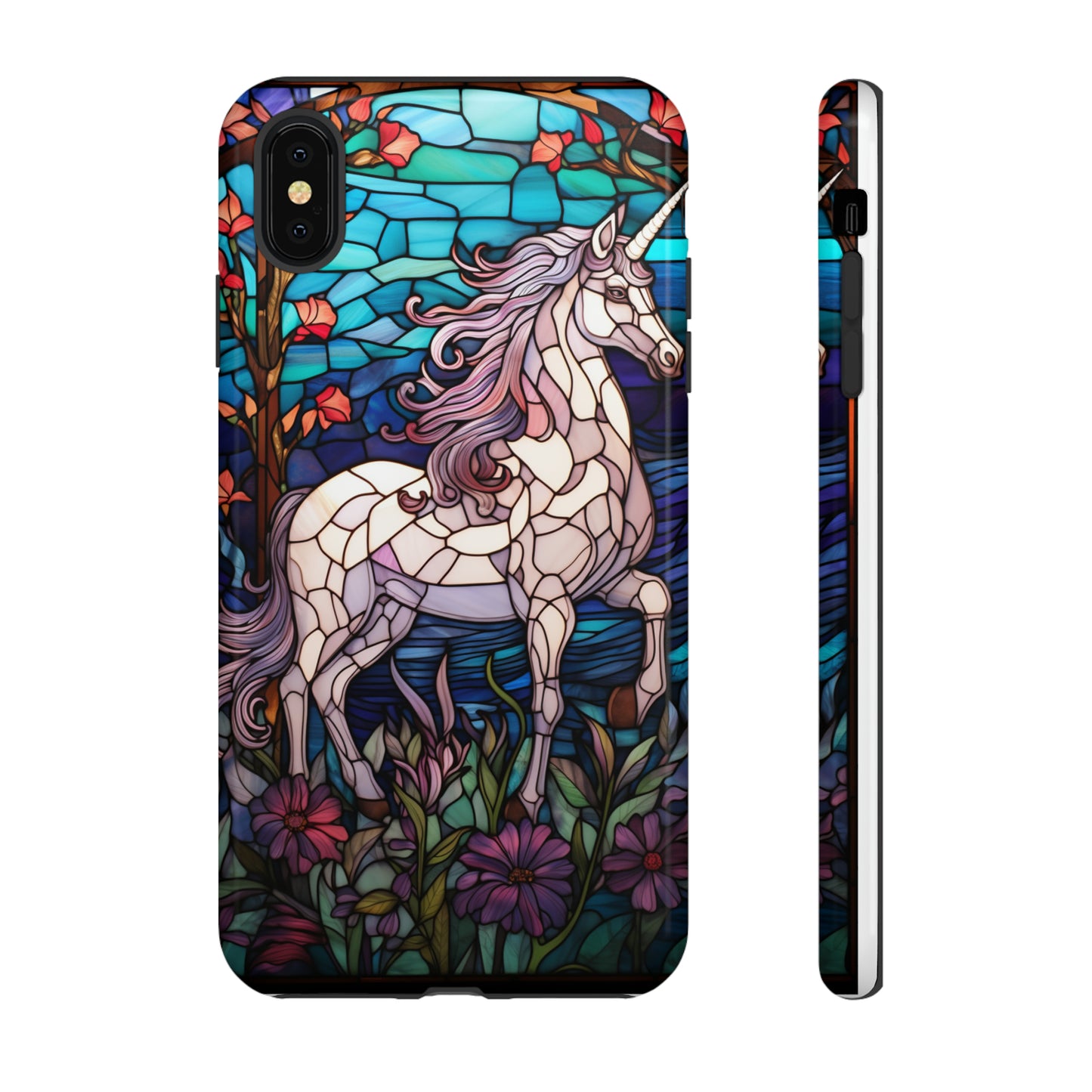 Unicorn Stained Glass iPhone, iPhone Case Retro Samsung Galaxy Phone Tough Case iPhone 15 14 Plus 13 12 7 8 Se Hippie Boho Style