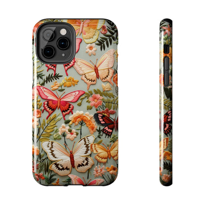 Embroidery Butterflies iPhone Case | Whimsical Elegance and Nature's Beauty in Handcrafted Detail