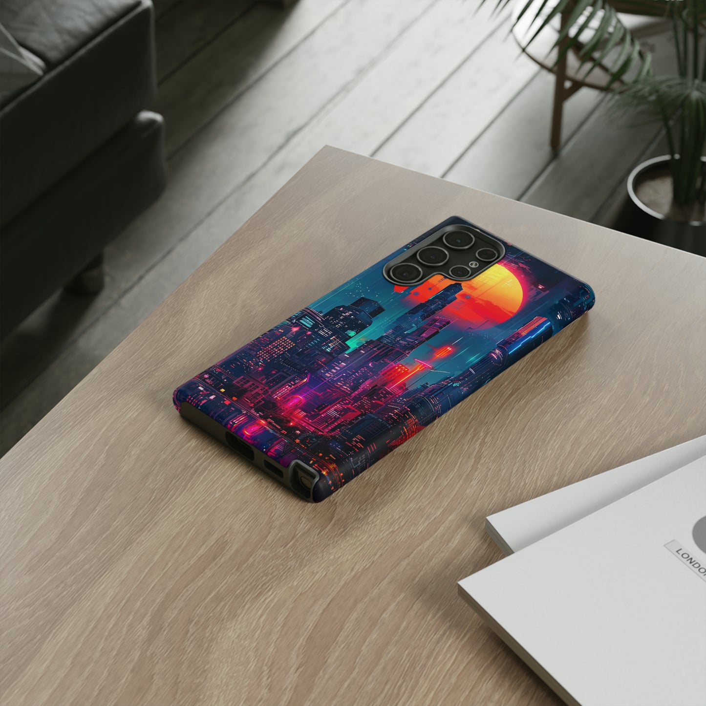 Cyberpunk Full Moon Cityscape Phone Case