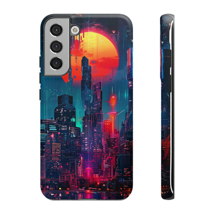 Cyberpunk Full Moon Cityscape Phone Case