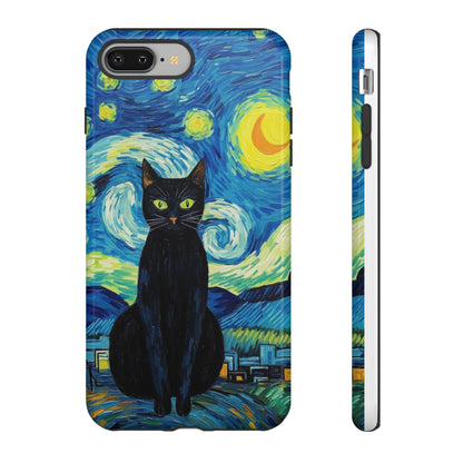 Starry Night Van Gogh Black Cat iPhone, Samsung Galaxy, Google Pixel  Case | Embrace Artistic Whimsy and Feline Charm