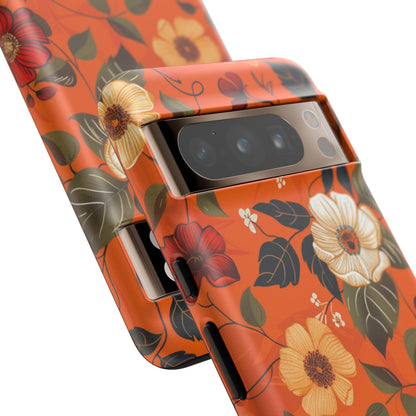 Orange Floral Phone Tough Case