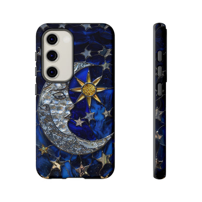 Cosmic Moon & Stars Stained Glass Starry Night Phone Case