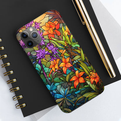 Stained Glass Phone Case Floral Aesthetic Art Nouveau Retro Samsung Galaxy Phone Tough Case iPhone 14 Plus 13 12 7 8 Se Hippie Boho