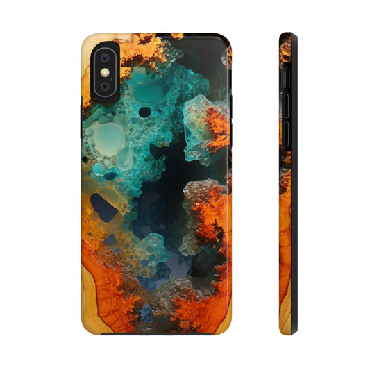 Faux Wood and Colorful Epoxy iPhone Case | Embrace the Beauty of Nature and Vibrant Artistry